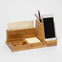 Support de téléphone portable rectangulaire en bois classique, sécurisez facilement votre smartphone pour une visualisation mains libres, la recharge et comme accessoire de décoration de bureau.
