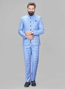 Ropa Formal básica con cuello redondo para hombre, traje de poliéster de 2 piezas, ajuste Regular largo, antiarrugas, transpirable, atuendo Jodhpuri Scoot La - Product Image 6