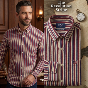 Chemise Homme Manches Longues Col Camp Imprimé Rayé Designer Édition Spéciale 250e Anniversaire de la Révolution Américaine Été Semi-Centenaire - Product Image 6