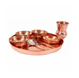 Shiny <b>Polished</b> 100% Pure Copper Dinnerware Set Food Grade Real Copper Thali for Home Hotel Weddings Luxury Metal Tableware - Product Image 4