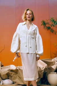 Blusas de camisa de manga larga con cordones bordados para mujer en el top de camisa de bebé holgado de verano - Product Image 2