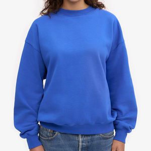 Personalizado francés Terry Drop hombro Mock Neck sudaderas con capucha de alta calidad de algodón de cuello redondo de gran tamaño de las mujeres sudadera - Product Image 1