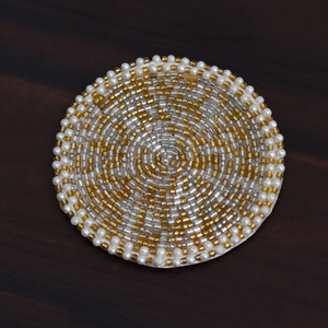 Handmade <b>Beaded</b> <b>Coasters</b> Set of Boho Drink <b>Coasters</b> with Polyester Backing Beads Ideal for Gifting and Home Styling - Product Image 3