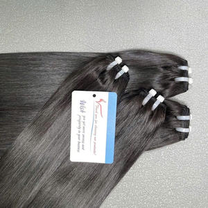 SUPER OFERTA Extensiones de Cabello Humano Liso Natural, Color Negro Natural, 14 Pulgadas, Mechones de Cabello Virgen - Product Image 5