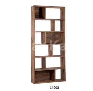 Librería abierta de pie de vidrio templado fijo 3 de madera maciza y acero inoxidable hecha a mano con gabinete de 4 puertas para oficina - Product Image 2