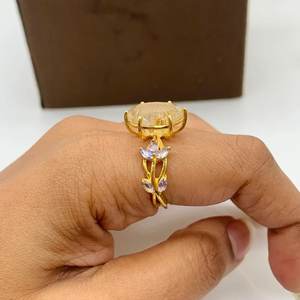 Cadeaux d'anniversaire remplis d'or de pierre de rutile d'or de conception unique de l'argent 925 des femmes romantiques pour le mariage ou l'engagement - Product Image 2