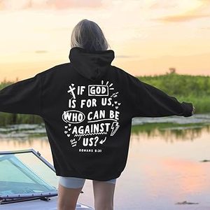 Sudaderas CON CAPUCHA DE Jesús cristiano para mujer, si Dios es para nosotros, fe, versículo bíblico, sudadera religiosa, Jersey gráfico cruzado, Top - Product Image 6