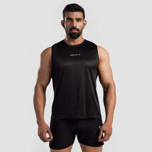 เสื้อกล้ามออกกำลังกาย Stride Gym สีดำ ลาย 3 มิติ ไซส์ XL ผลิตจากผ้าโพลีเอสเตอร์ผสมคอตตอน ระบายอากาศได้ดี สไตล์สตรีท ฮู้ดดี้ สำหรับออกกำลังกาย เพาะกาย ลายพิมพ์ - Product Image 1