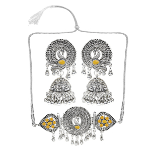 GS Peacock Choker with Yellow Flowers Elegant <b>Wedding</b> <b>Accessory</b> - Product Image 1