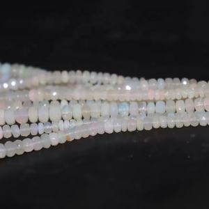 Ethiopian Natural Opal Faceted Rondelle Beads White Opal Roundel Beads Gemstone Type - Product Image 1
