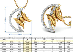 Collar con colgante de diseño de media luna chapado en oro de 18 quilates, forma de mariposa, circón blanco, piedras preciosas, patrón de corazón, cuentas de corte brillante - Product Image 4