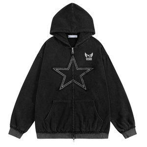 เสื้อฮู้ดผู้ชายผ้าซักกรดระบายอากาศได้ดีมีฮู้ดผ้าคอตตอนผสมกรดดีไซน์เป็นเอกลักษณ์ - Product Image 1