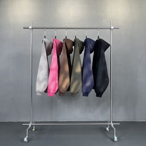 Conjuntos de Sudadera con Capucha y Pantalones de Forro Polar para Hombre, Lavado Ácido, Transpirable, Secado Rápido, Estilo Vintage Desgastado - Product Image 3