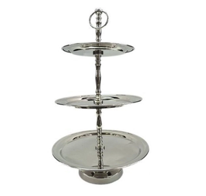Soporte de pastel de acero inoxidable Elegante de moda de tres niveles decorado con el último soporte de pastel de mango de diseñador - Product Image 1