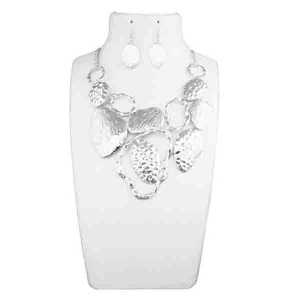 Urthn Fashion Jewelry <b>Set</b> 1109910B <b>Silver</b> Statement <b>Necklace</b> <b>and</b> <b>Earrings</b> - Product Image 1