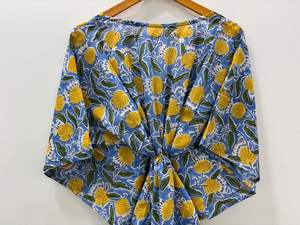 Rajasthan inspiré coton fait à la main Boho Caftan imprimé fleuri parole longueur peignoir robe Bikini couverture nuit porter des robes décontractées - Product Image 5