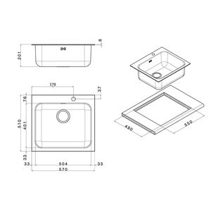 FREGADERO INCORPORADO ACERO CEPILLADO 57X51 CM - Product Image 2
