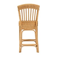 Tabouret de bar en rotin tissé à la main avec dossier, couleur et taille personnalisables, design antique pour une décoration bohème rustique dans les hôtels et les salons