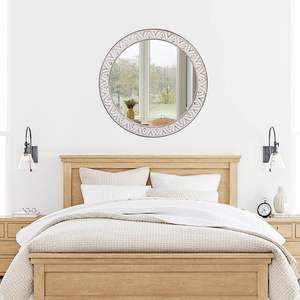 30" Round Wall <b>Mirror</b> Rustic Wooden <b>Frame</b> Circle <b>Large</b> Wall Mounted Bathroom <b>Mirror</b> Distressed Hanging - Product Image 5