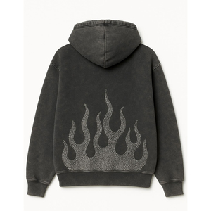OEM personalizado sudaderas con capucha hombres lavado ácido Rhinestone vintage lavado con capucha Bling desgastado 100% algodón chándal hombres sudaderas con capucha sol se desvaneció - Product Image 3