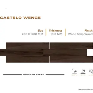 Tavole in legno porcellana 200x1200mm nel modello "Castelo Wenge" piastrelle vetrificate stampate digitali nella migliore qualità ceramica Novac