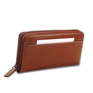 Portefeuille pour femme en cuir véritable de meilleure qualité, couleur marron avec fermeture éclair - Product Image 1