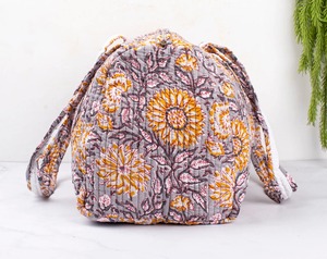 กระเป๋าเดินทางขนาดใหญ่ทนทานสำหรับเล่นกีฬาสุดสัปดาห์ทำจากผ้าฝ้ายพิมพ์ลายบล็อกทำด้วยมือ - Product Image 3