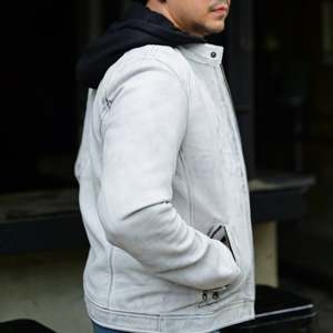 Multi bolsillo de cuero de vaca con capucha chaqueta de los hombres al aire libre Moto - Product Image 5