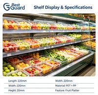 Emballage de vente au détail personnalisé en blister pour plateau de fruits, plateau alimentaire en blister transparent en PET pour la présentation de fruits frais en supermarché