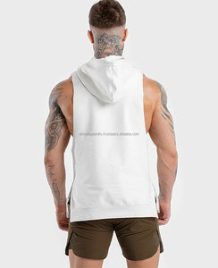 Sweat à capuche surdimensionné en coton éponge française de haute qualité polaire épaisse sans manches gym plaine blanc personnalisé hommes sweats à capuche en coton respirant - Product Image 1