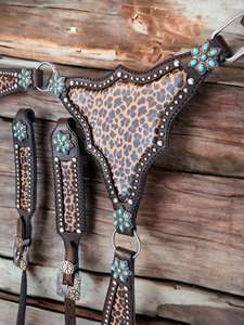 Ensemble de bride et de collier de poitrail en cuir à imprimé guépard, best-seller, par Direct Factory OEM Service, bienvenue au meilleur prix - Product Image 2