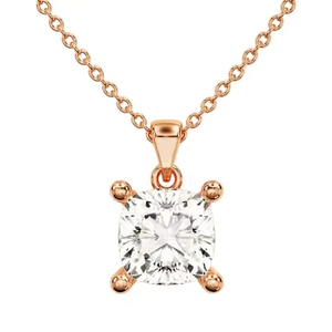 จี้เพชรโมอิสซาไนต์ทรงคุชชั่นเงินแท้ 925 พร้อมสร้อยคอแบบคลาสสิก ตัวเรือนแบบหนามเตย สำหรับผู้หญิง สวมใส่ในโอกาสหมั้น - Product Image 1