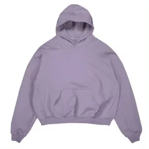 Оптовая продажа, индивидуальный Мужской винтажный пуловер с капюшоном, 100% хлопок, тяжелый вес, оверсайз, фиолетовый, простой Базовый стиль