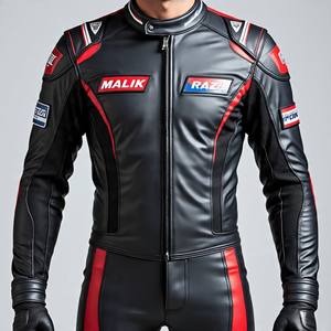 Combinaison de course de moto en cuir de vachette de qualité supérieure | Malik Raza | Réductions sur les commandes de volume | Conception pré-incurvée et panneaux extensibles - Product Image 2