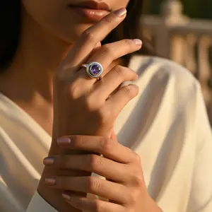 Anillo de Plata 925 con Amatista para Mujer, Joyería con Piedras Preciosas - Product Image 3