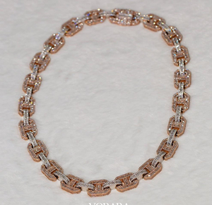 14K Rosa blanco amarillo oro Miami cadena de eslabones cubanos con VVS claridad diamantes naturales elegante collar de rapero de Hip Hop para regalar - Product Image 1