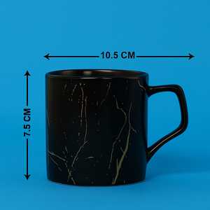 Tasse à café en céramique de marbre noir moderne | Tasse à thé d'accent d'or de 350ml pour le bureau, la maison et l'usage promotionnel | Parfait pour des cadeaux - Product Image 5