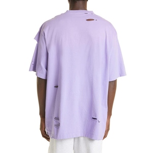 T-shirt Homme Premium Streetwear Léger Effet Vieilli 100% Coton Toile Lavage Vintage Col Rond Déchiré Écologique Respirant - Product Image 4