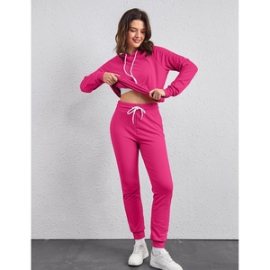 Custom Logo Ladies Jogger 2 Piece Fitness Clothing Sweat Track Suits Jogging Sport Suit Women's Tracksuits - Product Image 5
