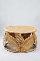 Table à thé en rotin Table en bambou faite à la main Table d'appoint en canne Boho Vintage-Rond