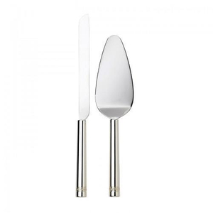 Ensemble couteau et serveur pour gâteau de mariage à manche gaufré en acier inoxydable - Product Image 6