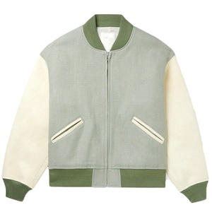 Hombres manga de cuero Color Block logotipo personalizado bordado y parche diseño Stain Bomber Jacket hombres moda de invierno 2025 - Product Image 1