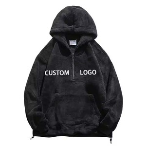 Custom <b>Sherpa</b> <b>Fleece</b> <b>Hoodie</b> for <b>Men</b> OEM Custom Factory Wholesale Custom logo Heavy Fuzzy <b>Fleece</b> Half Zip Neck - Product Image 1