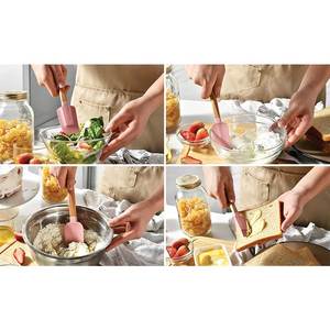 Venta al por mayor Cuchara Profesional Paquete de 5 piezas Tarro de mango largo de bambú Juego resistente al calor Espátula de silicona - Product Image 3
