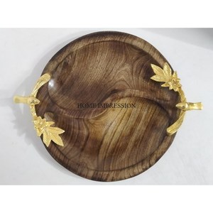 Natural Look Most Demanding Round Shape <b>Wooden</b> <b>Tray</b> <b>Table</b> Centerpiece Restaurants and Hotels Supplies From Indian Manufacturer - Product Image 2