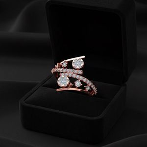 แหวนเพชรแฟนซีทองคำ 14K สีโรสโกลด์ สำหรับงานแต่งงาน งานหมั้น ของขวัญวันครบรอบ หรืองานเลี้ยง แหวนพลอย - Product Image 1