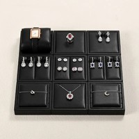 VANLOCY Pu Personnalisé Bracelet Collier Bague Montre Plateau De Présentation Pour Bijoux Vitrine De Luxe Plateau À Bijoux En Cuir Noir