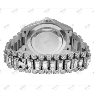 Nuevo reloj de movimiento mecánico automático antiguo de lujo para hombres para pantalla de fecha de día totalmente Moissanite Diamond banda de acero inoxidable - Product Image 5