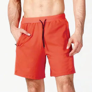 Pantalones cortos deportivos de secado rápido para hombre, cintura elástica, transpirables, pantalones cortos de entrenamiento para gimnasio, bolsillos, logotipo personalizado, joggers de cintura media tejidos sólidos - Product Image 1