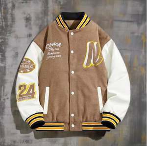 Veste de baseball d'hiver personnalisée pour hommes et femmes tissu de laine épaissie longue décontractée haute rue toile tissée vestes d'école unique - Product Image 2